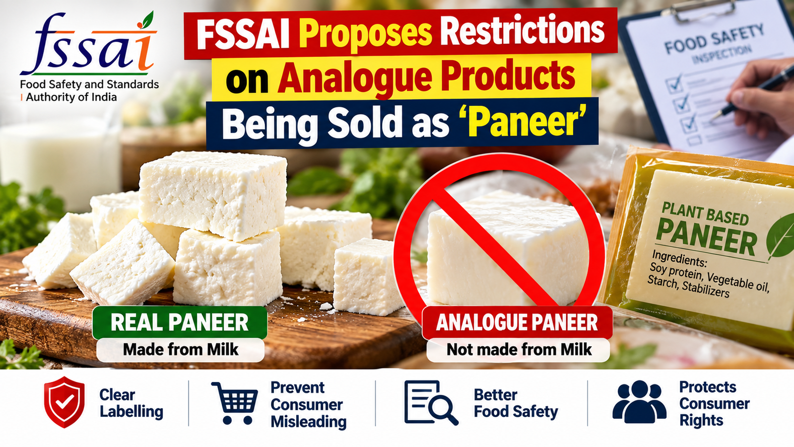 FSSAI Proposes Restrictions on Analogue Products Being Sold as ‘Paneer’