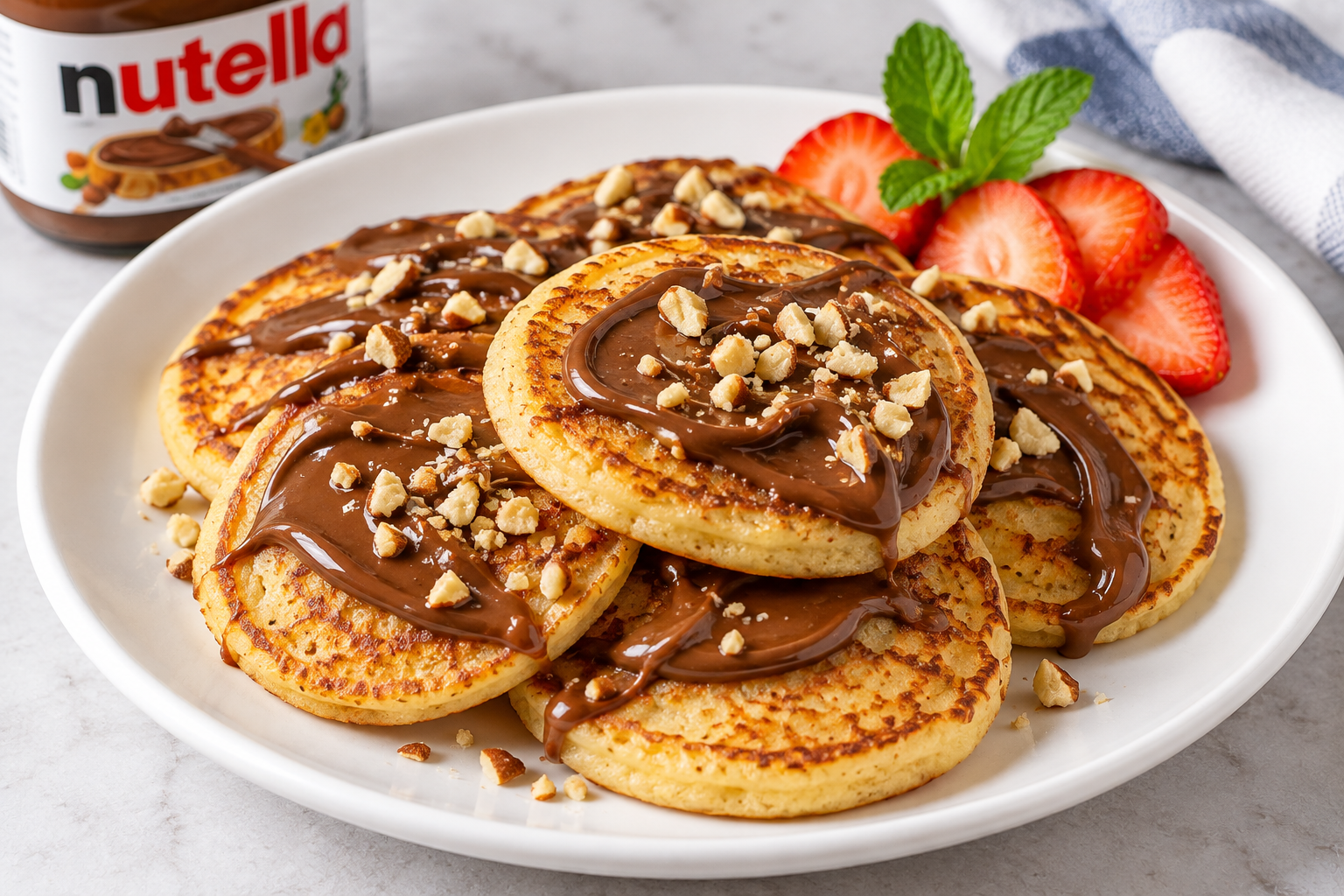 Almond Flour Mini Pancakes with Nutella
