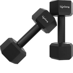 Lifelong PVC Hex Fixed Dumbbells Pack of 2 (1kg*2) Black Color.
